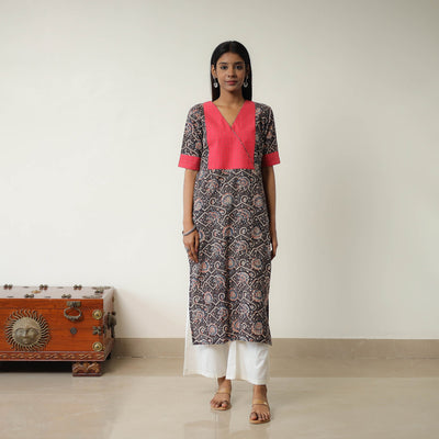 Black - Natural Dyed Block Print Cotton Kalamkari Kurta 03