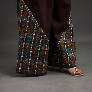 Brown - Kantha Hand Embroidery Palazzo in Cotton 74