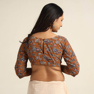 Brown - Kalamkari Printed Cotton Stitched Blouse 09