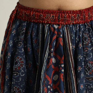 Blue - Ajrakh Block Printed 24 Kali Patchwork Cotton Long Skirt 39