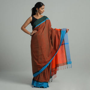 Brown - Bishnupur Pure Cotton Saree from Bengal 01