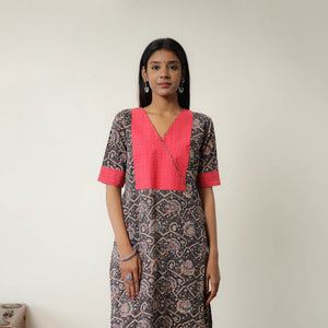 Black - Natural Dyed Block Print Cotton Kalamkari Kurta 03