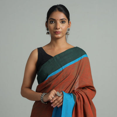 Brown - Bishnupur Pure Cotton Saree from Bengal 01