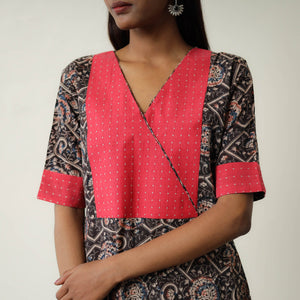 Black - Natural Dyed Block Print Cotton Kalamkari Kurta 03