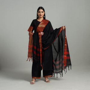 Black - Cotton Dharwad Kurta Set with Palazzo & Dupatta 07