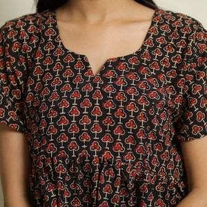 Black - Ajrakh Block Printed Cotton Crop Top 12