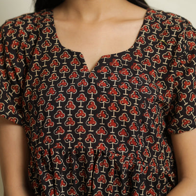 Black - Ajrakh Block Printed Cotton Crop Top 12