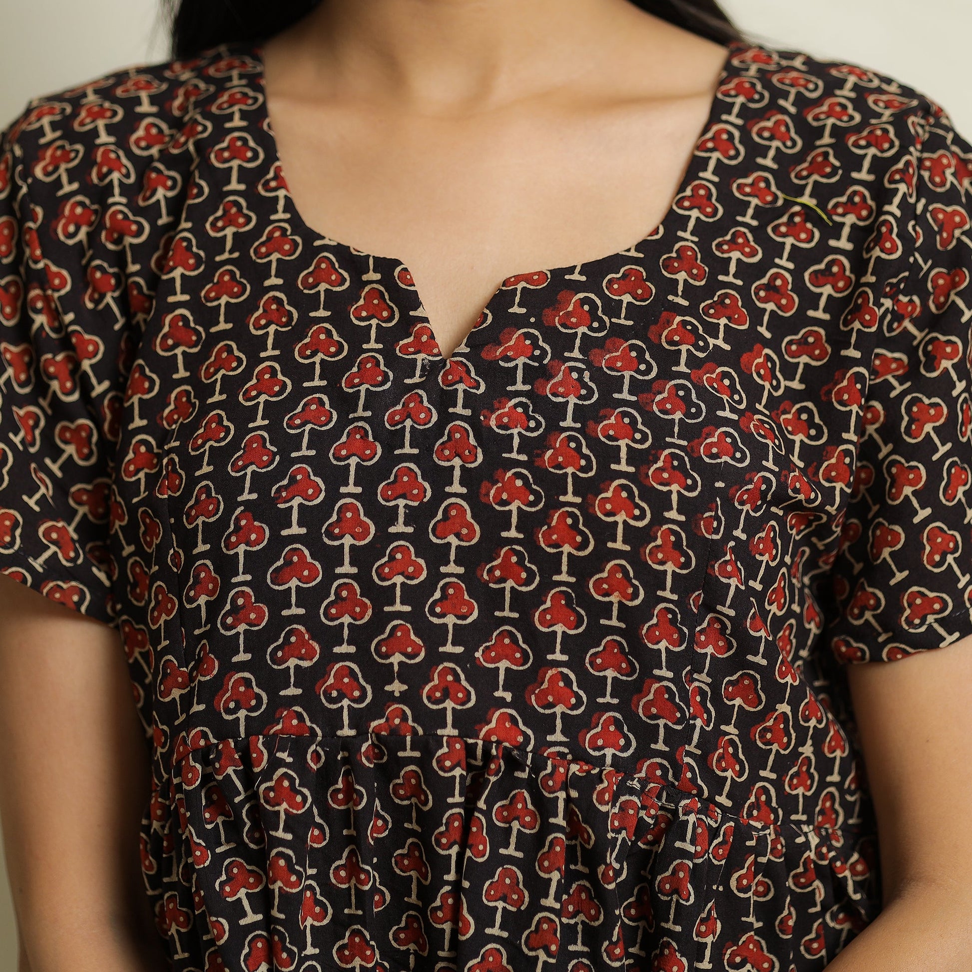 Black - Ajrakh Block Printed Cotton Crop Top 12