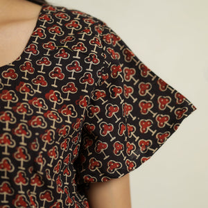 Black - Ajrakh Block Printed Cotton Crop Top 12