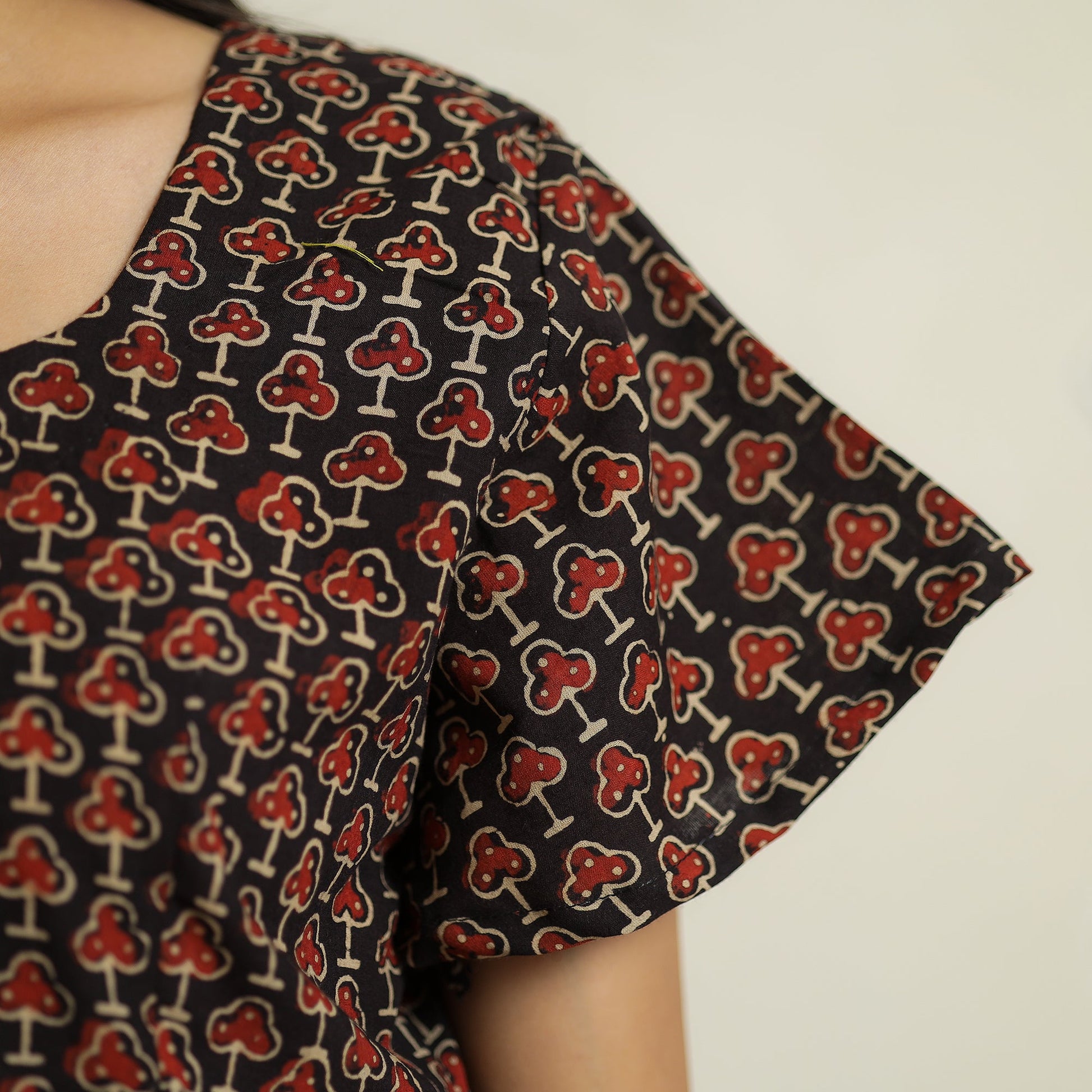 Black - Ajrakh Block Printed Cotton Crop Top 12