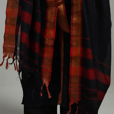Black - Cotton Dharwad Kurta Set with Palazzo & Dupatta 07