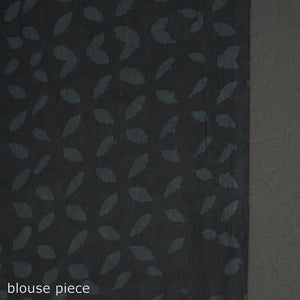 Grey - Natural Dyed Cotton Bagru Print Saree 03