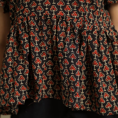 Black - Ajrakh Block Printed Cotton Crop Top 12