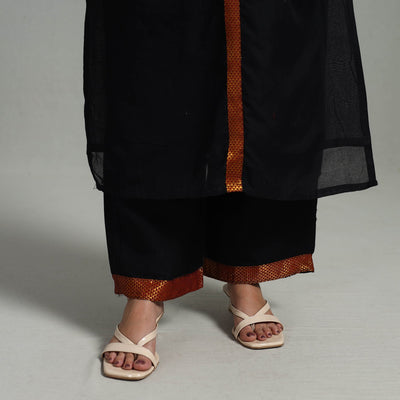 Black - Cotton Dharwad Kurta Set with Palazzo & Dupatta 07