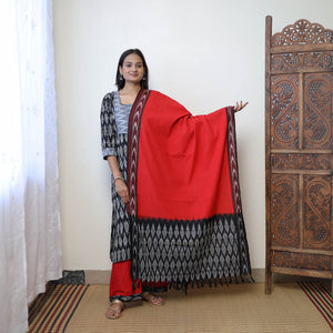Black - Handloom Cotton Pochampally Ikat Kurta Set 09