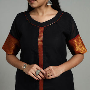 Black - Cotton Dharwad Kurta Set with Palazzo & Dupatta 07