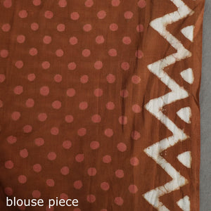 Brown - Bagru Dabu Block Printed Mul Cotton Saree