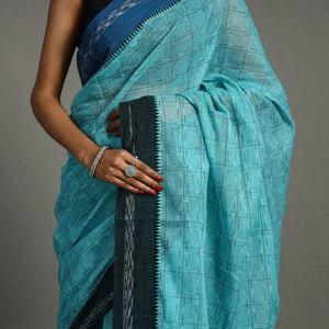Blue - Checks Cotton Handloom Saree 43