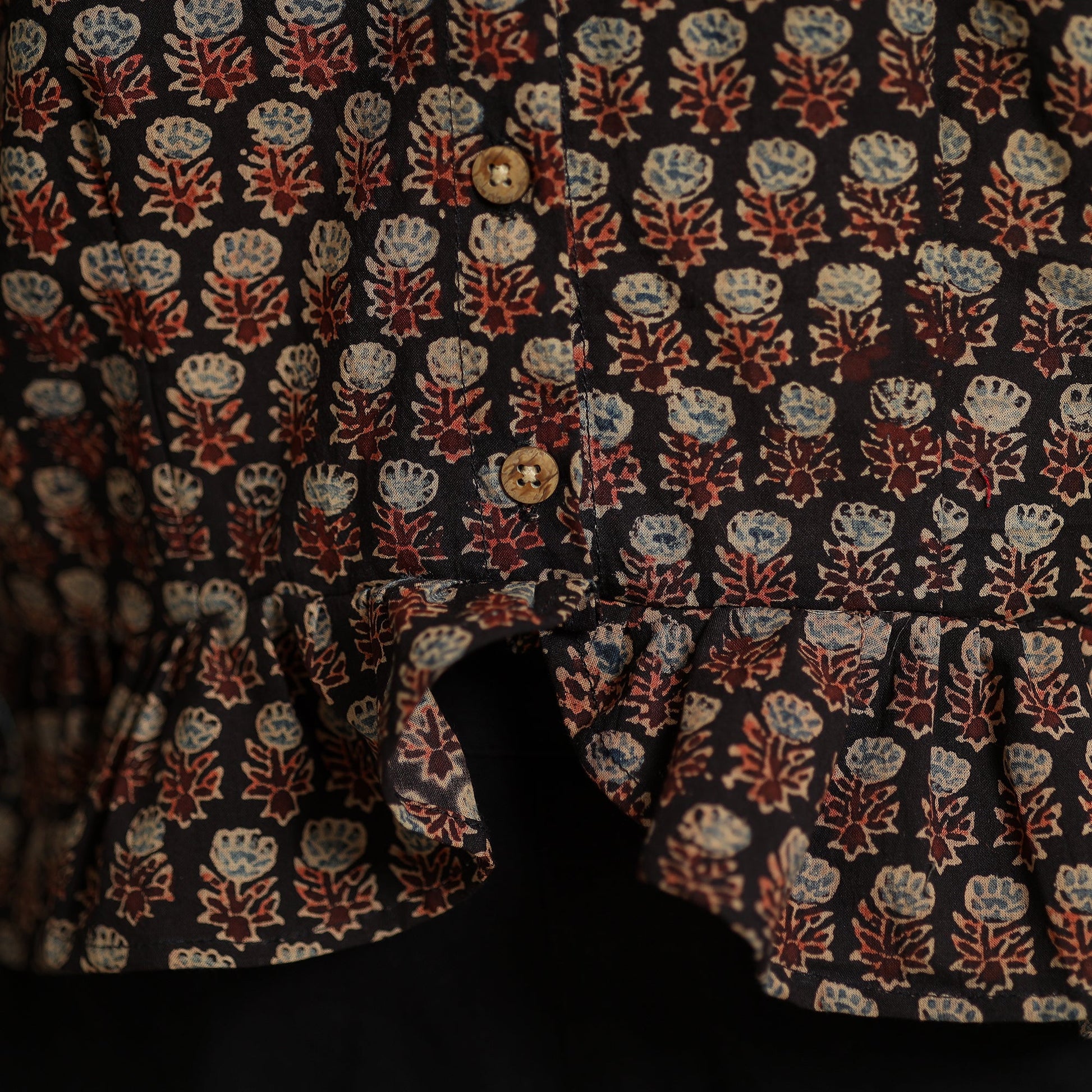 Black - Ajrakh Block Printed Cotton Crop Top 10