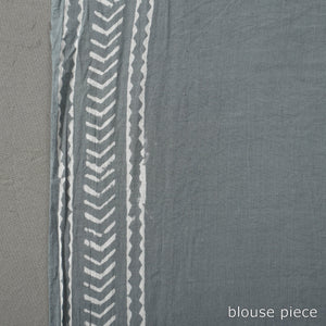 Grey - Natural Dyed Cotton Bagru Print Saree 05