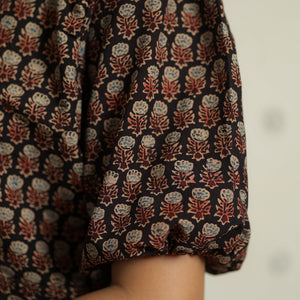 Black - Ajrakh Block Printed Cotton Crop Top 10