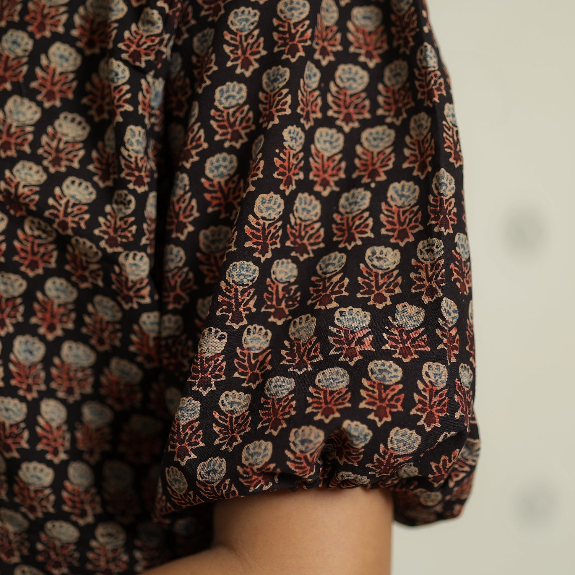 Black - Ajrakh Block Printed Cotton Crop Top 10