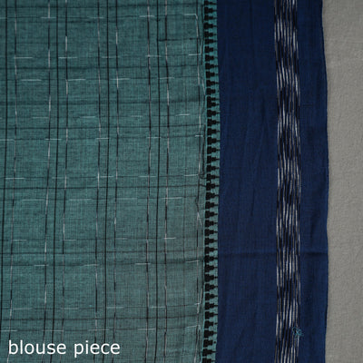 Blue - Checks Cotton Handloom Saree 43