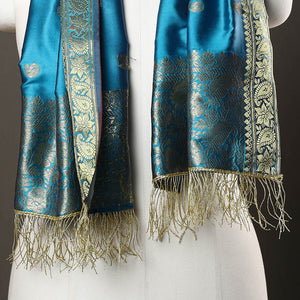 Blue - Brocade Handloom Silk Nakshi Buti Banarasi Stole 29
