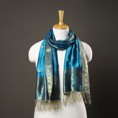 Blue - Brocade Handloom Silk Nakshi Buti Banarasi Stole 29