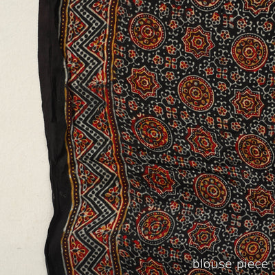 Brown - Modal Silk Block Printed Ajrakh Saree with Zari Border 68