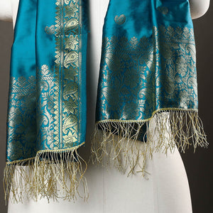 Blue - Brocade Handloom Silk Nakshi Buti Banarasi Stole 31