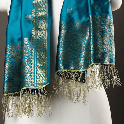 Blue - Brocade Handloom Silk Nakshi Buti Banarasi Stole 31