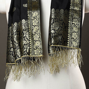 Black - Brocade Handloom Silk Nakshi Buti Banarasi Stole 28