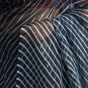Black - Leheriya Tie-Dye Kota Doria Cotton Saree 01