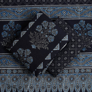 Black - Hand Block Print Cotton 3pc Ajrakh Dress Material 10