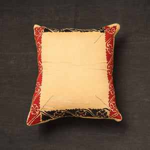 Beige - Bengal Kantha Embroidery Cotton Cushion Cover (16 x 16 in) 15