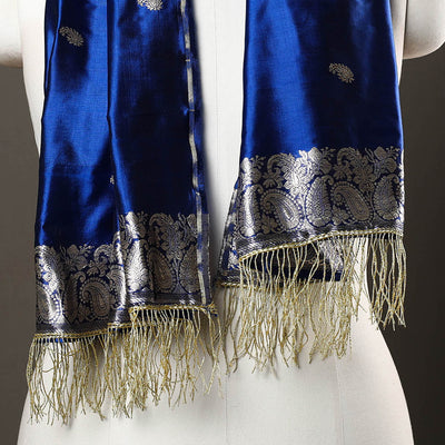 Blue - Brocade Handloom Pure Silk Banarasi Stole 09
