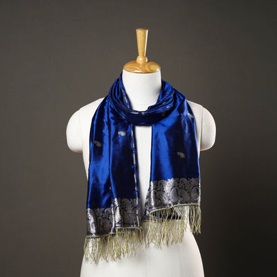 Blue - Brocade Handloom Pure Silk Banarasi Stole 09