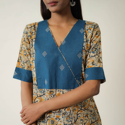 Beige - Natural Dyed Block Print Cotton Kalamkari Kurta 05