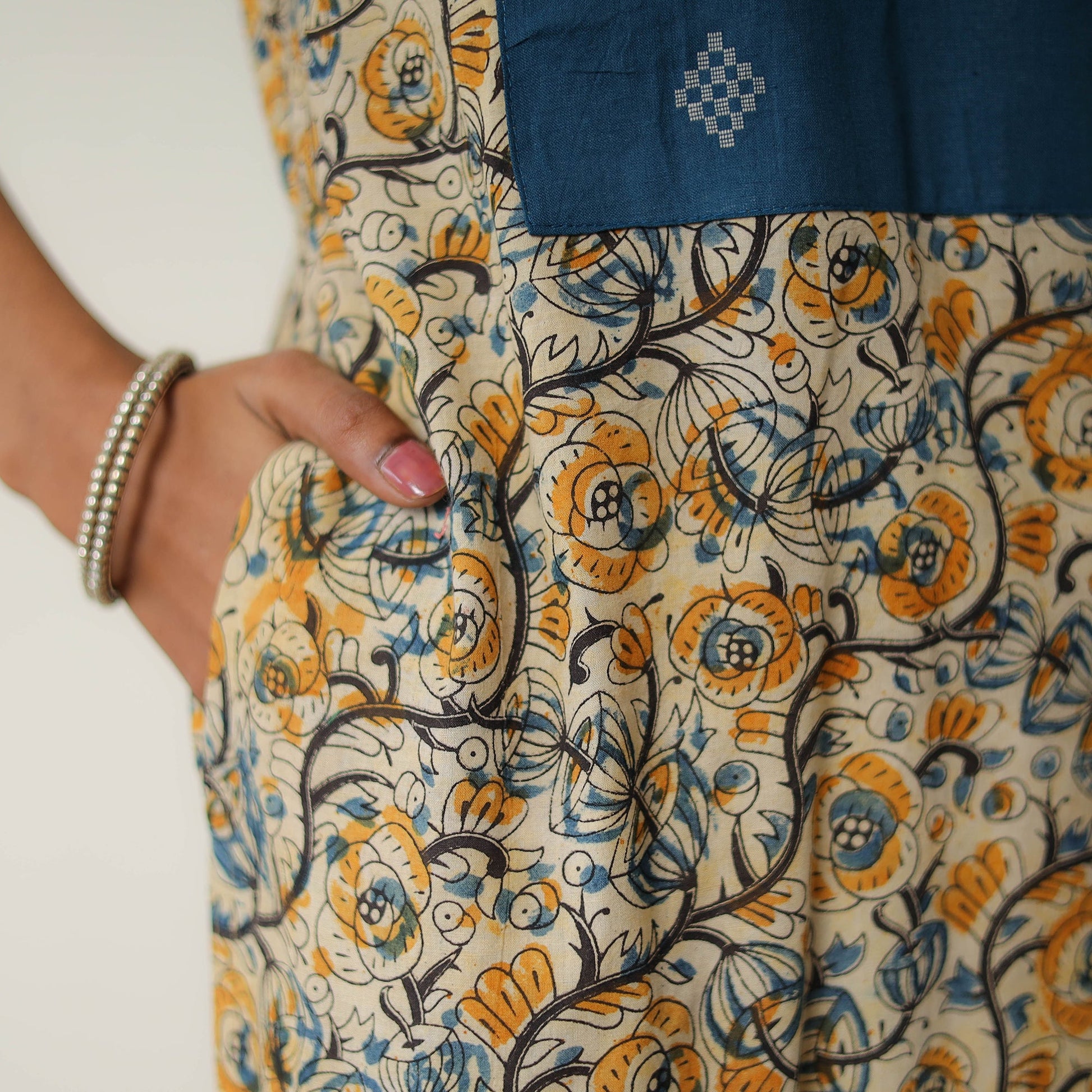 Beige - Natural Dyed Block Print Cotton Kalamkari Kurta 05