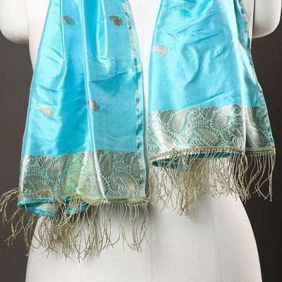 Blue - Brocade Handloom Pure Silk Banarasi Stole 13
