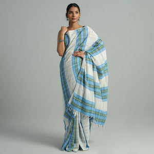 Blue - Basirhat Gamcha Handloom Pure Cotton Saree 08