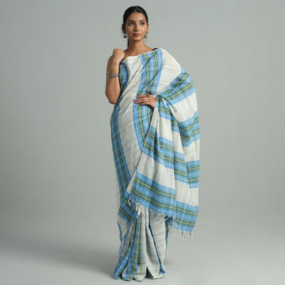 Blue - Basirhat Gamcha Handloom Pure Cotton Saree 08