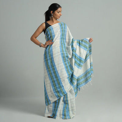 Blue - Basirhat Gamcha Handloom Pure Cotton Saree 08