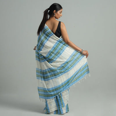 Blue - Basirhat Gamcha Handloom Pure Cotton Saree 08