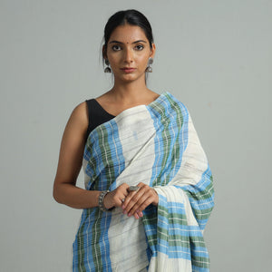 Blue - Basirhat Gamcha Handloom Pure Cotton Saree 08