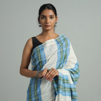 Blue - Basirhat Gamcha Handloom Pure Cotton Saree 08