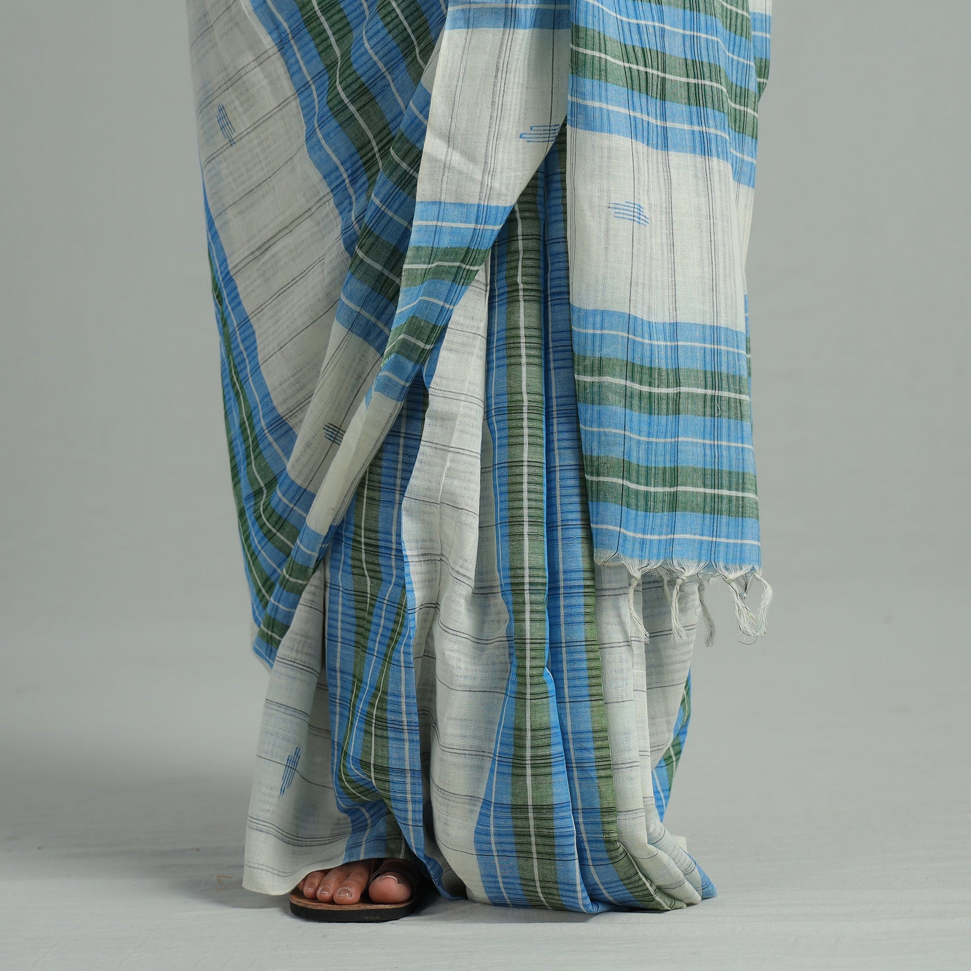 Blue - Basirhat Gamcha Handloom Pure Cotton Saree 08