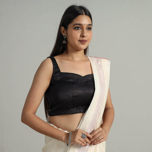 Black - Modal Silk Plain Stitched Blouse 09