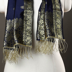 Blue - Brocade Handloom Silk Nakshi Buti Banarasi Stole 20